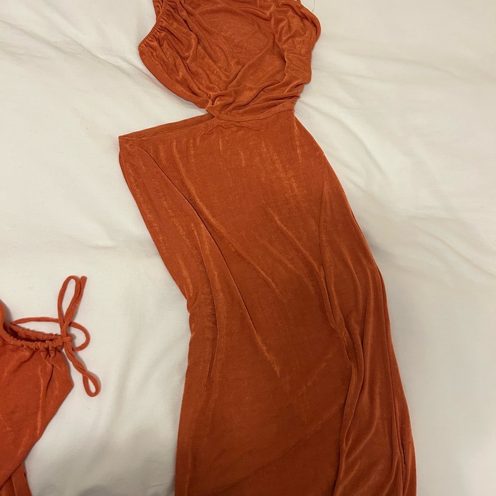 One-Shoulder Orange Dress